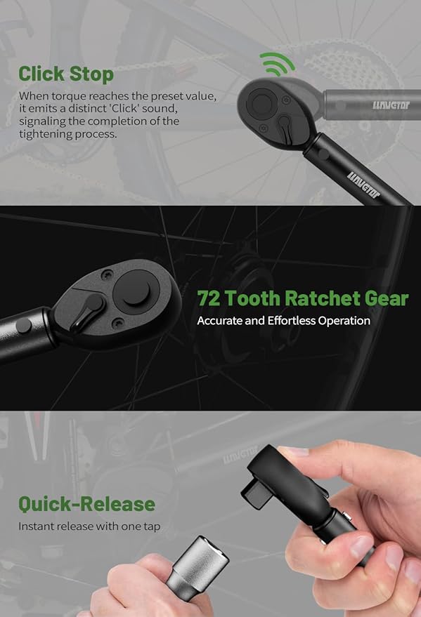3/8 Inch Pound Torque Wrench, 3/8 Drive Torque Wrench, 3.69-44.25 ft.lb, ±3% Accuracy, Dual-Direction, 72 Tooth