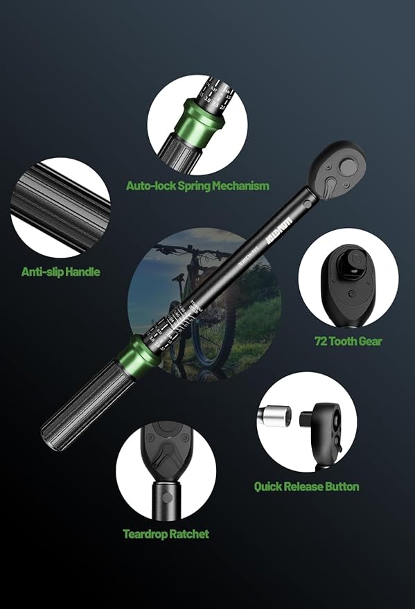 3/8 Inch Pound Torque Wrench, 3/8 Drive Torque Wrench, 3.69-44.25 ft.lb, ±3% Accuracy, Dual-Direction, 72 Tooth
