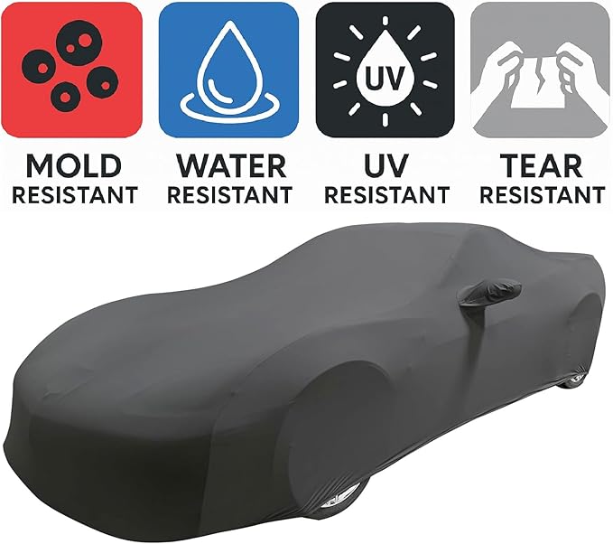 C6 Corvette Indoor Car Cover - Custom Fit Ultraguard Stretch Satin - Dust Proof Full Cover - The Ultimate High End Fit for 2005-2013 Base, Grand Sport, ZR1, Z06 Corvettes (Medium Gray)