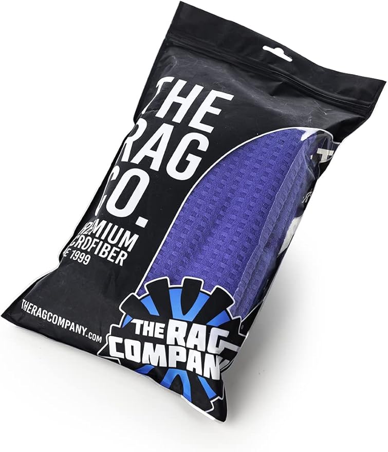 The Rag Company - Dry Me A River - Professional Korean 70/30 Blend Microfiber Waffle-Weave Drying & Detailing Towels, Soft Suede Edges, 390GSM, 20in x 40in, Royal Blue (2-Pack)