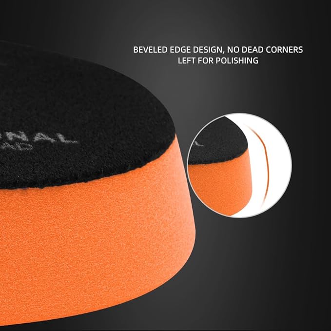 SPTA Orange T40 Orange Medium-Cut Polishing Pads, 1Pc 3.5 Inch Face for 3 Inch 80mm Backing Plate Compound Buffing Sponge Pads for Car Buffer Polisher Compounding, Polishing and Waxing -FPBFS3O