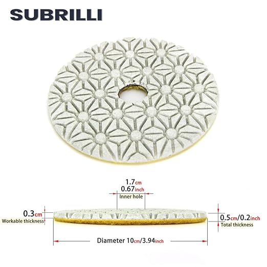Dry/Wet 3 Step Diamond Polishing Pads 4 Inch for Granite Marble Quartz Concrete