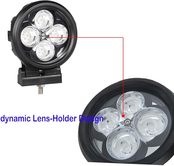 Lightronic 4 Inches Round Off-road LED Fog Lights, 6000K Cool-White Spot Beam, Rugged Aluminum Thin-Size Housing, Plug & Use DT Connector, 12V/24V DC, 2-Pack