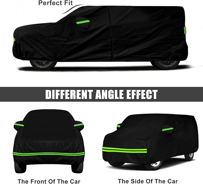Waterproof Car Cover Compatible with Chevrolet Express/GMC Savana Cargo Van 1500/2500/3500 Extended Length LWB 2003-2025, 6 Layers Car Covers with Zipper Door for Snow Rain Dust Protection
