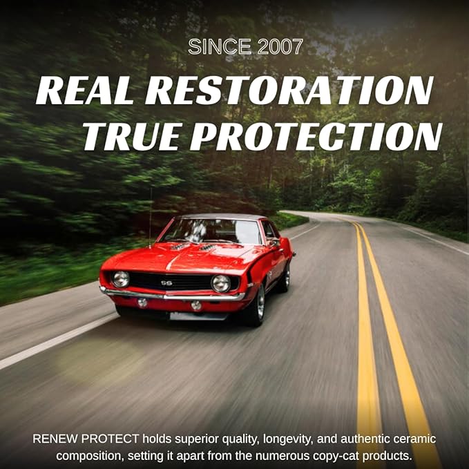 RENEW PROTECT - Blak - Real Restoration & True Protection, Rich Black for Tire & Trim, Mid- High Shine, Mats - RV- Motorcycle-Safe, Acrylic Ceramic-Hybrid Protectant, Wash-Proof, 5 min Dry-Seal 16oz