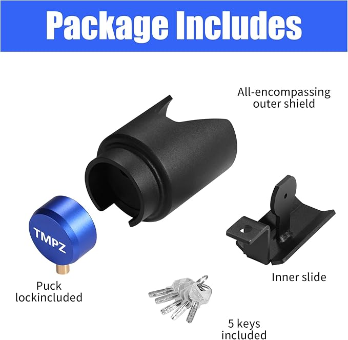 TMPZ Upgraded Heavy Duty Steel Trailer Hitch Lock for Most 2 Inch Couplers – Coupler Lock Secures Safety Chains, Anti-Theft Weatherproof Protection for RV, Pickup, Camper & Utility Trailers (Blue)