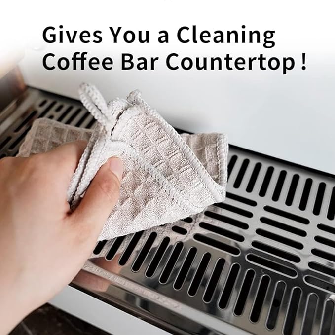 watchget Barista Micro Cloth 6 Pack, Microfiber Barista Cleaning Towels Microfiber Waffle Weave Kitchen Dish Cloth Coffee Bar Towel Coffee Machine Cleaning Cloth, Light Grey(12"x12")