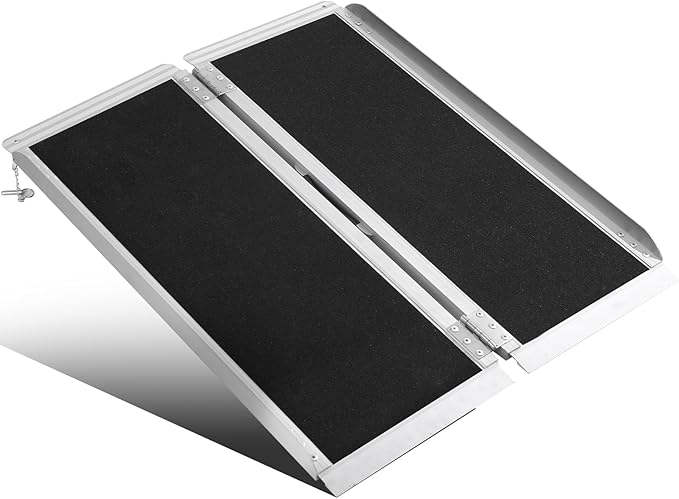 4FT Portable Wheelchair Ramp Anti-Slip Aluminum Folding Portable Ramp 800LBS Capacity Folding Non-Slip Aluminum Handicap Ramp, for Home Steps, Stairs, Doorways, Car, Curbs(4FT Using Height 3-9inch)