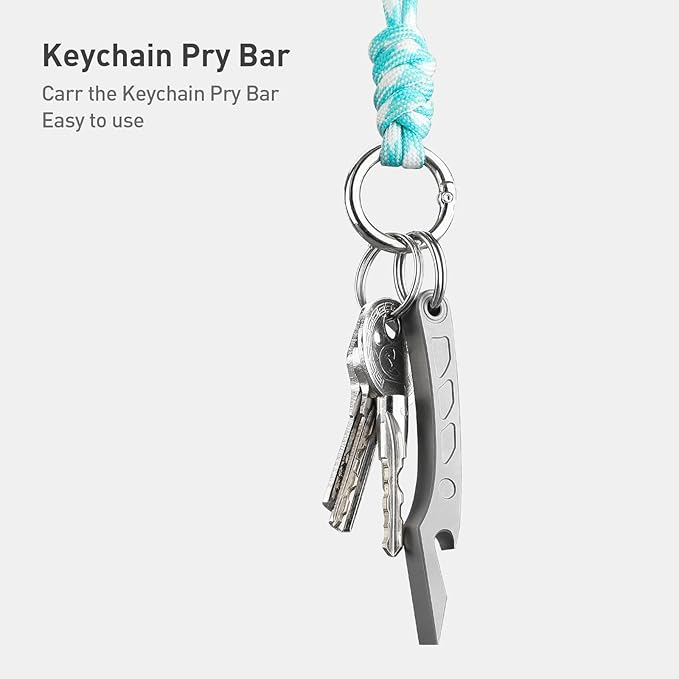 EDC Pry Bar Keychain Bottle Opener Compact Titanium Tool, Pocket sized and Multi functional