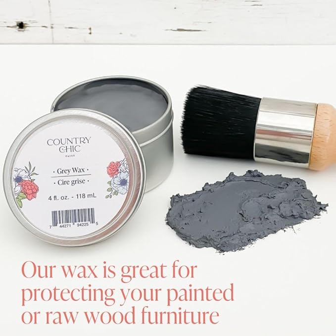 Furniture Wax - 100% Natural Sealant for Chalk Furniture Paint or Raw Wood, Light Protection, Easy To Apply, No Odor, Eco-Friendly - 7 Color Choices - Grey (4 oz)