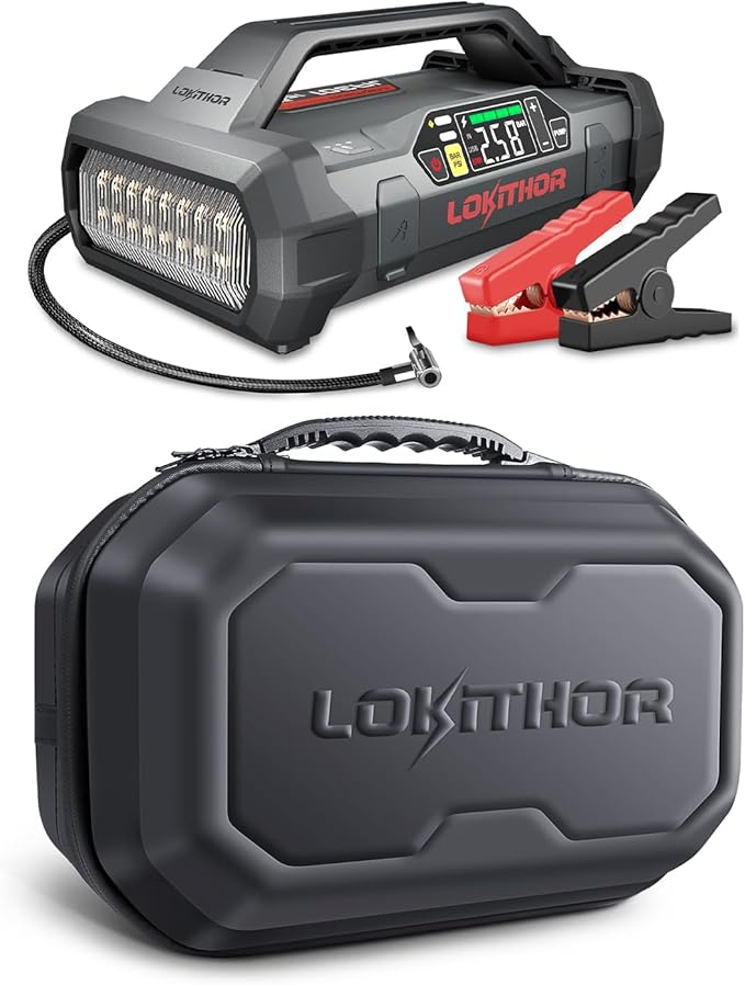 LOKITHOR JA301 2000Amp Jump Starter with 150PSI Air Compressor and JA Bag EVA Protection Case for JA300/JA301/JA302/JA400/JA401/JA3000 Jump Starter with air Compressor