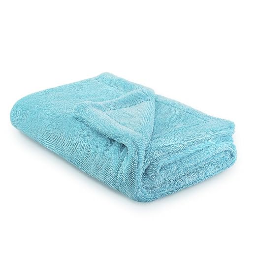 SPTA The Liquid8r - Absorbent 70/30 Blend Microfiber Drying Towel for Cars, Trucks, SUVs, Safe for Detailing + Scratch Free, Twist Loop, 1100gsm, 26.8in x 36.2in, Aqua Blue-MT037