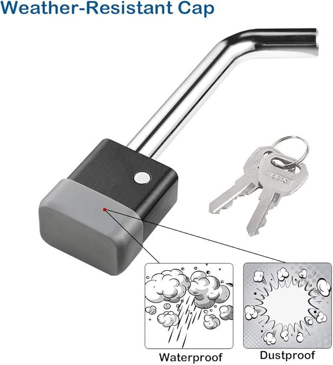 CZC AUTO Trailer Hitch Receiver Lock, Padlock Style and Swivel Head，Dia 5/8 Inch Bent Pin for Class III IV 2 2-1/2 Inch Receiver, Fits Bike Rack Tray Ball Mount for Towing Trailer Truck Car Boat RV
