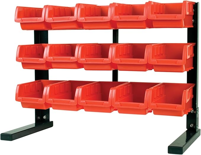 MaxWorks 80695 Bench/Table Top 15-Bin Parts Rack (Pack of 3)