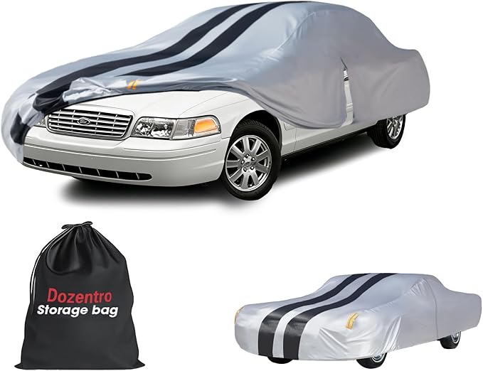 Multi-Layer Car Cover Custom Fit for Lincoln Town(1991-2011), 100% Waterproof All Weather for Automobiles, Gift with Towel, Heavy Duty Car Covers for Rain Sun UV Protection with Door Zipper.