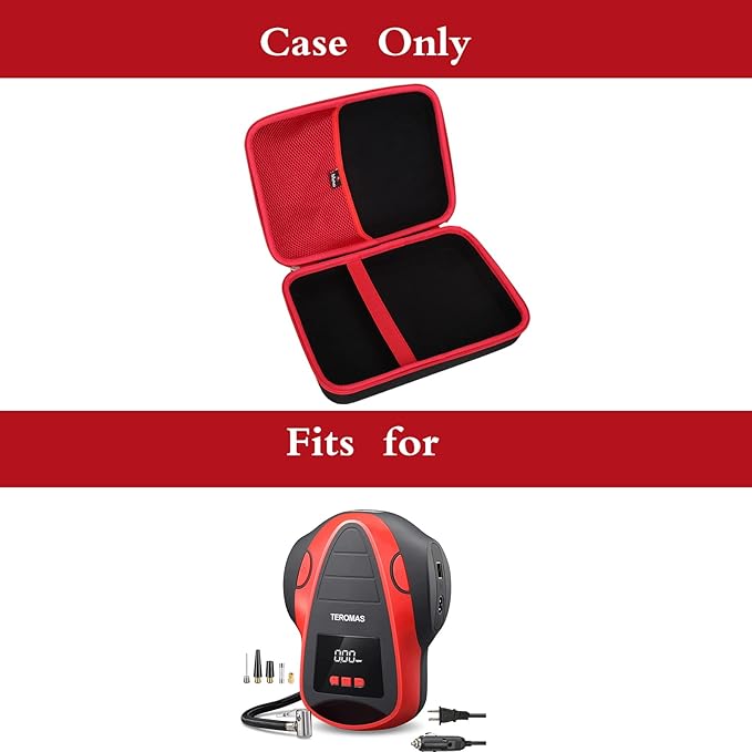 Mchoi Hard Carrying Case Suitable for TEROMAS Tire Inflator Air Compressor, Portable DC/AC Air Pump for Car Tires, Waterproof Shockproof Air Compressor Travel Protective Case, Case Only