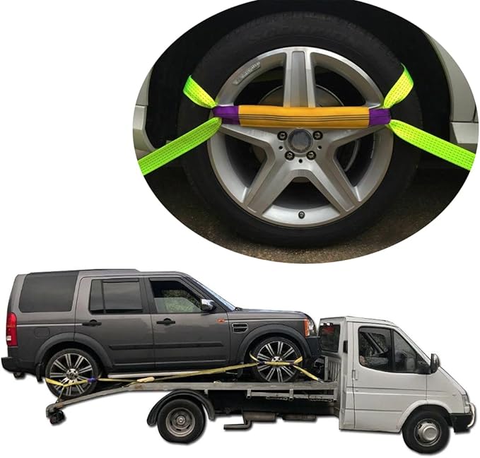 Tie-Downs Ratchet Straps 2" x 13' with Double Wires J Hook Heavy Duty Breaking Strength 10,000 lbs Working Load 3333 lbs for Trailer Cargo Car Truck ATV Transporting Pack of 4