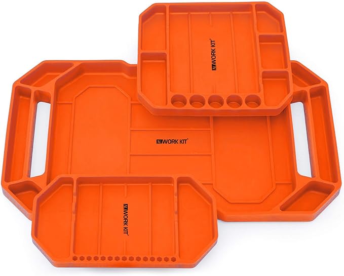 3PC Non-Slip Flexible Tool Tray, Large Tool Storage Set, Accessories Organizer, Silicon Tool Holder Mats, Organizer for Screw, Bolts, Washers, Nuts and Small Tools & Accessories.