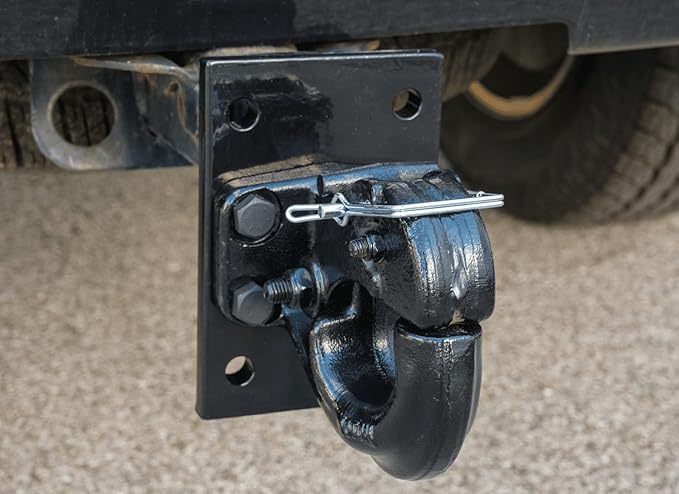 Mytee Products Mounting Plate with Pintle Hitch KIT: Pintle Hook Mounting Plate with 8 Ton 2 inch Ball for Trailers Bolt On Adjustable Pintle Hook Ball Combo - Powder-Coated, Heavy-Duty