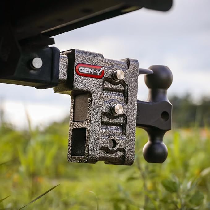GEN-Y Hitch Tow Hitch for 2.5" Receiver - 6" Drop/Rise with 3 Adjustable Positions, Includes Dual Ball Mount, Pintle Lock and Locking Pins, 21,000 lbs Towing Capacity, 3,000 lbs Tongue Weight, Silver