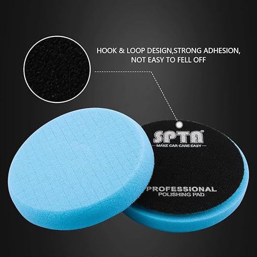 Blue T60 Moderate-Cut Foam Pad, SPTA 1Pcs 7.5 Inch Face for 7 Inch 180mm Backing Plate Compound Buffing Sponge Pads for Car Buffer Polisher Compounding, Polishing and Waxing -FPTSS6B