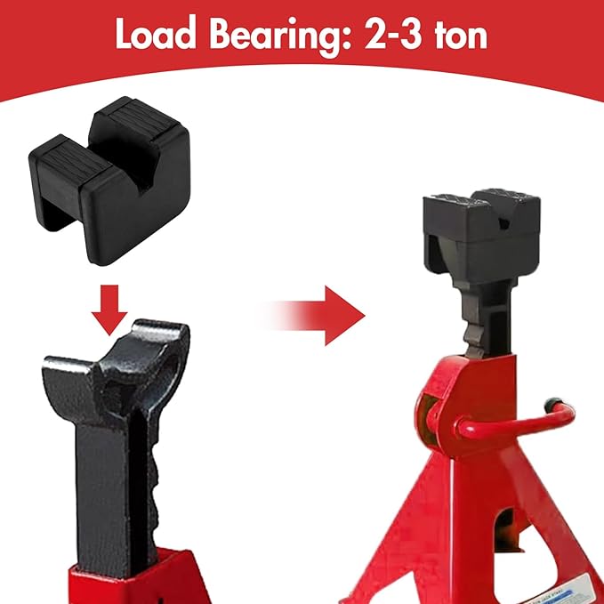 Toolly 4 Pack Jack Pad Adapter for Jack Stand, 2-3 Ton Universal Heavy Duty Rubber Slotted Frame Rail Pinch welds Protector Set