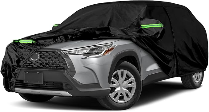 Waterproof Car Covers Replace for 2020-2025 Toyota Corolla Cross, 6 Layers All Weather Car Cover with Zipper Door & Windproof Bands for Snow Rain Dust Hail Protection