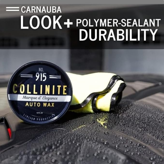 Collinite 915 Marque D Elegance Wax-Premium Carnauba+Polymer Concours Sealant. Show Car-Deep Shine & High Gloss + Durable, Long-Lasting Paint Protection for Cars, Trucks, & Motorcycles (12 fl oz)