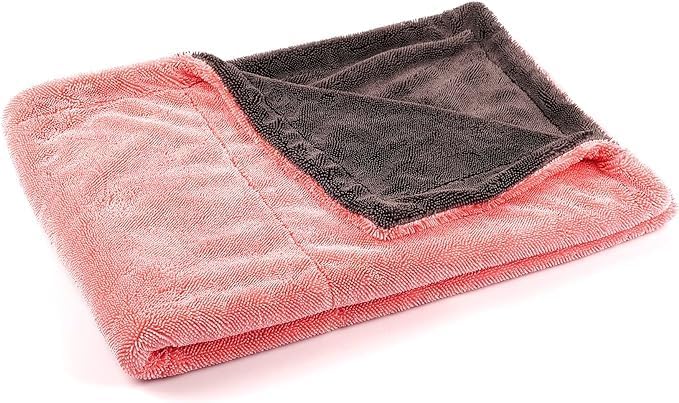 Maxshine 20" x 24" Universal Pink Car Drying Towel – 1200 GSM Rinse-Free Double-Sided Microfiber Towel – Plush, Super Absorbent for Car Wash & Detailing