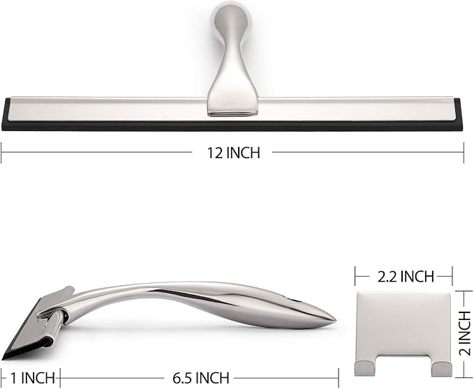 Hiware All-Purpose Shower Squeegee for Shower Doors, Bathroom, Window and Car Glass - Stainless Steel, 12 Inches