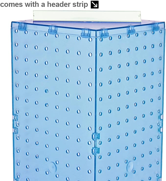 Azar Displays 703385-BLU Four-Sided Revolving 8”W X 20”H Pegboard Counter Display, Blue