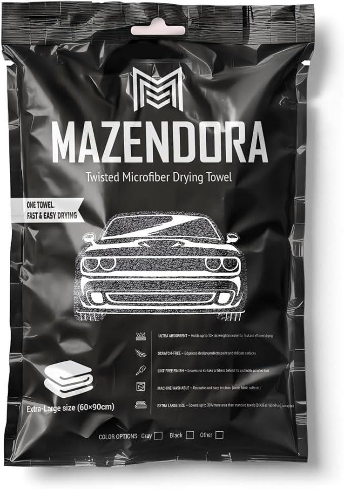 1300 GSM Twisted Loop Microfiber Car Drying Towel, XL 24x36 Inch, Edgeless, Ultra Absorbent, Lint Free & Scratch Safe Detailing Drying Cloth for Cars, Trucks & SUVs