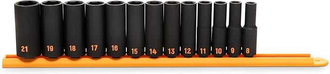 GEARWRENCH 13 Piece 3/8" Drive 6 Point Metric Hi-Viz Deep Impact Socket Set | 84914H