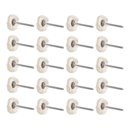 uxcell 1-Inch Buffing Polishing Pad Wheel Cotton with 1/8-inch Handle for Manifold Aluminum Stainless Steel Chrome White 20 Pcs