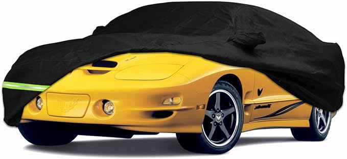 Yixin Waterproof Car Covers for 1993-2002 Pontiac Trans AM Car Covers 190T Covers Custom Fit 100% Waterproof Windproof Strap & Double Door Zipper Up to 198” L (Black)
