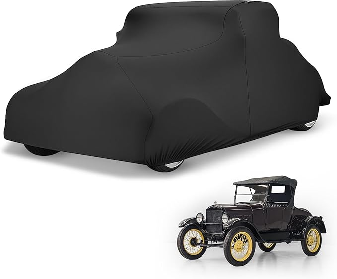 Indoor Car Cover Compatible with 1914-1927 Ford Model T, Stretch Satin Dust-Proof Protection Ultimate Custom Full Car Cover for Underground Garage, Car Show