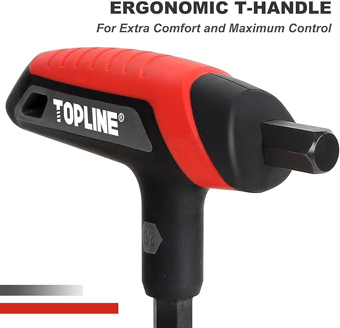 Topline 14-Piece T-Handle Hex Key Set, Metric&SAE, Long Arm Hex Keys, Portable Allen Wrenches Sets with Storage Rack for Basic Home Repair and Mechanics Maintenance