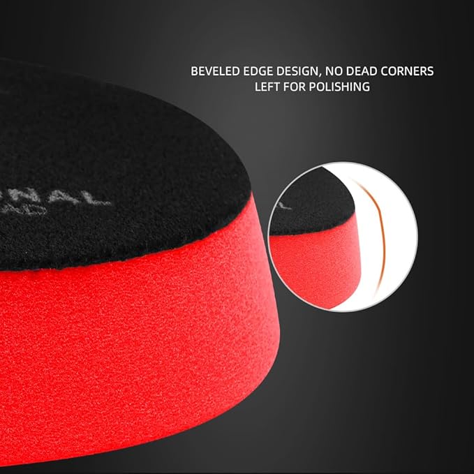 Red T10 Ultra-Fine Finishing Foam Polishing Pads, SPTA 1Pcs 5.5 Inch Face for 5 Inch 125mm Backing Plate Compound Buffing Sponge Pads for Car Buffer Polisher Compounding, Polishing and Waxing- FPBFS5R