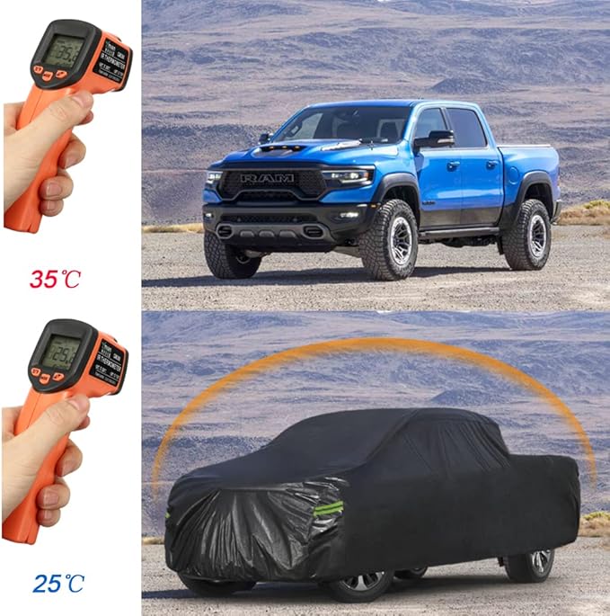 KouKou Truck Cover Waterproof All Weather, 7 Layers Heavy Duty Pickup Cover Outdoor Length from 229 to 242 inches,Universal Fit Truck Ford 150,Ram 1500,Chevy Silverado,Toyota Tundra etc.