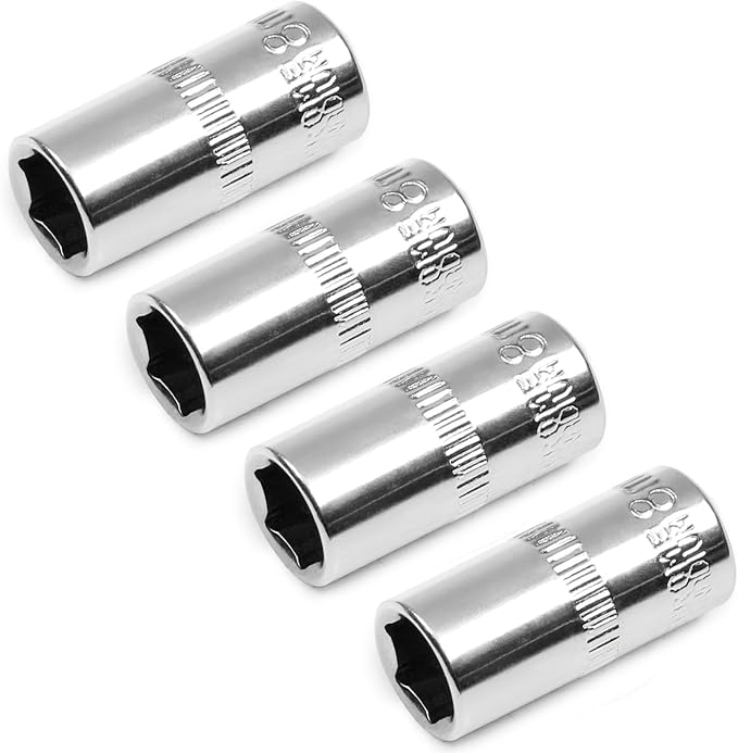 Utoolmart 1/4" Drive 8mm Socket, Shallow Socket Set, for General Repairs, 6-Point, Metric, Cr-V, 4pcs