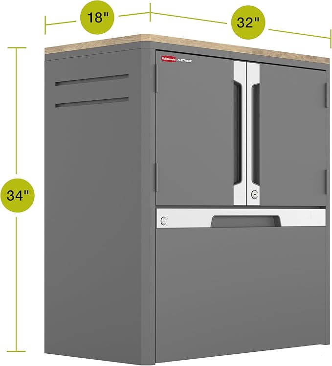 Rubbermaid FastTrack 2 Door + Drawer Base Cabinet, Garage Storage Systems, Garage Organization