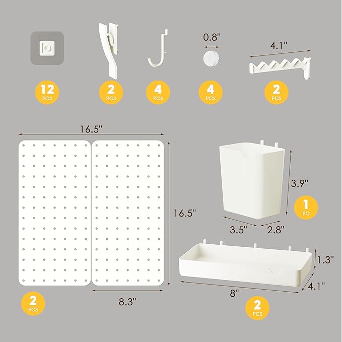 Pegboard Combination Kit - Pegboards and Accessories Modular Hanging for Wall Organizer, Crafts Organization, Ornaments Display, Nursery Storage, Peg Board (2)