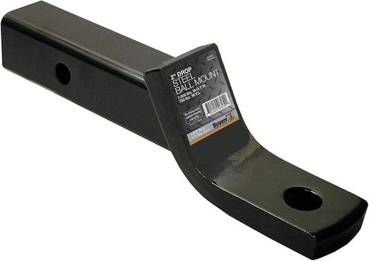 Buyers Products 1803005 Trailer Hitch Ball Mount, Fits 2-Inch Receiver 2-Inch Drop, 3/4-Inch Rise, 8-Inch Long, 7,500 MGTW, 750 MVL, Accepts 1-Inch Diameter Shank Towing balls, Black Powdercoat