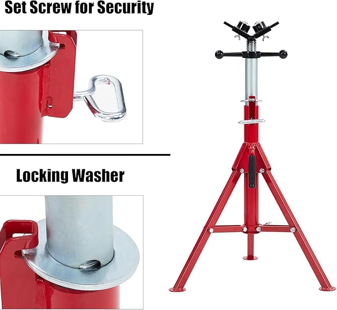 Garvee 2PCS Pipe Jack Stand, 2 Ball Transfer 2500 lb Capacity Pipe Stand, Adjustable Heavy Duty V-Pipe Stand for Welding, Portable Folding Legs 28-52 Inch Height Adjustable 1/8"-12"