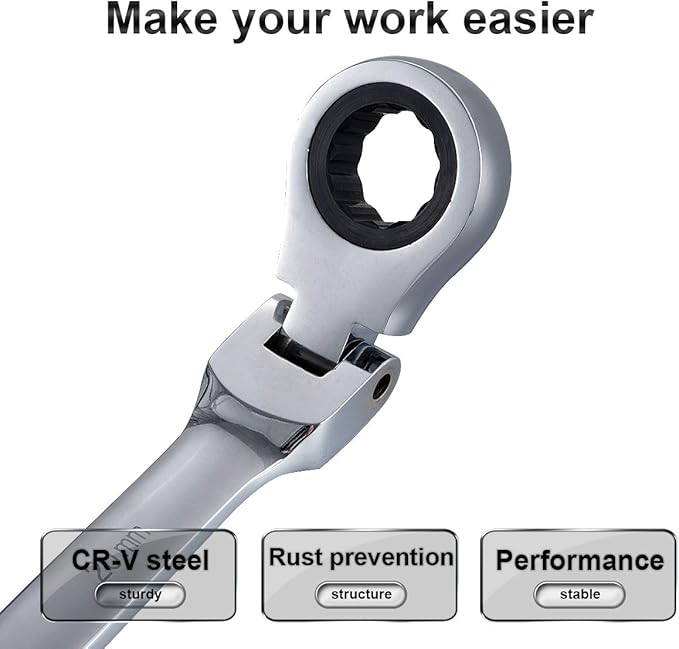 KATUR 20mm Ratcheting Wrench Set Flexible Pivoting Head Ratchet Combination Spanner Wrench Chrome Vanadium Steel Metric Tool (20mm)