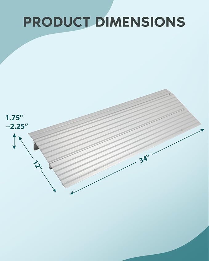 SCITOO Door Threshold Ramp 2" Rise Aluminum Mobility Entry Ramp for Doorways Rated 800LBS Weight Capacity Adjustable Ramps for Wheelchairs, Scooters, Power Chairs