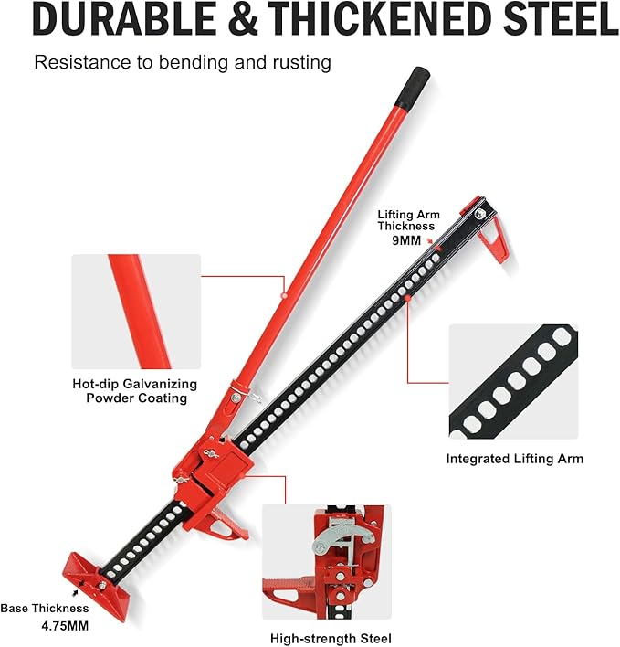 GarveeTech 3 T Farm Jack, 48 in Utility Farm Jack, 6600 LBS Capacity Ratcheting Off Road Utility Jack, Heavy-Duty Farm Jacks Foratv, Utv, SUV, Tractor, Truck, Universal Jacks