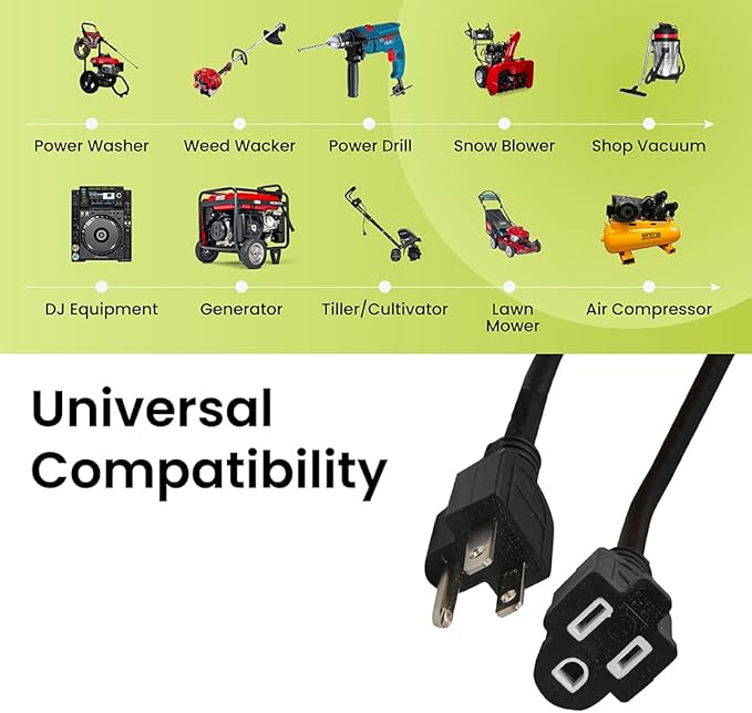 Go Green Power Inc. (G-14025BK) 12/3 SJTW Outdoor Extension Cord, Black, 25 ft