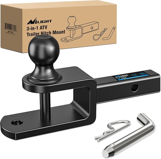 Nilight 3 in 1 ATV UTV Multi Hitch Mount with 1-7/8 inch Ball Hitch Rated 2000 LBS Fits 1-1/4 Inch Receiver Winch Strap Loop Rated 5000 LBS