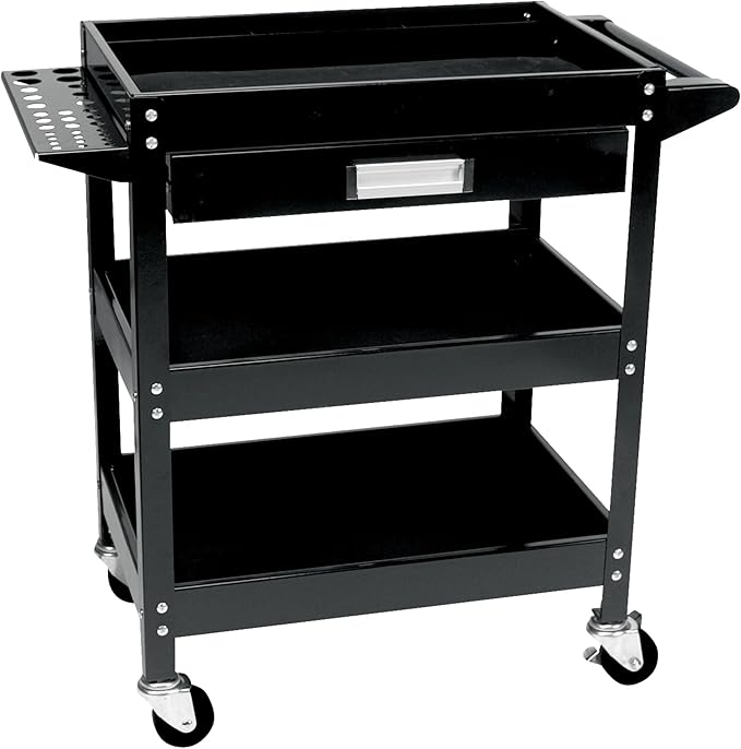 Performance Tool W54006 23-Inch x 16-Inch 3 Shelf Utility Cart with Drawer